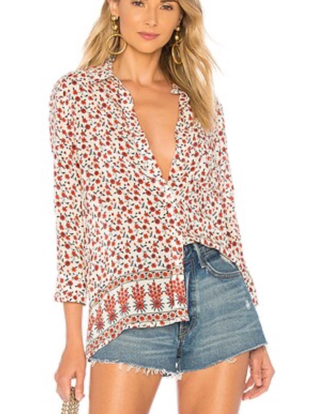 Anine Bing Billie Silk Floral Blouse size Medium $229 Revolve
